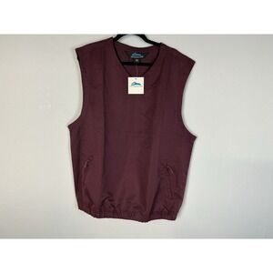 NWT Tri-Mountain V-Neck Wind Vest‎ Mens L Maroon With Zipped Pockets